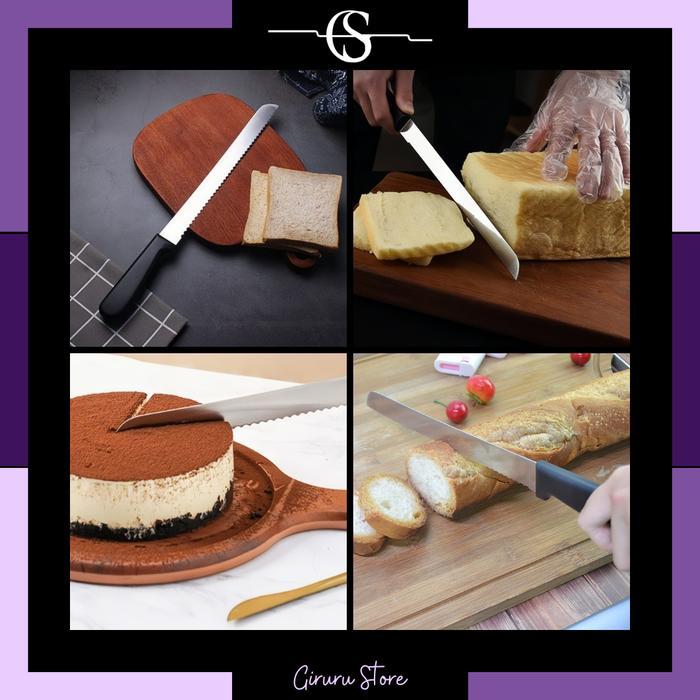 Pisau Roti Stainless Pisau Gerigi Panjang Serrated Bread Cake Knife / Pisau Roti / Pisau Pemotong /