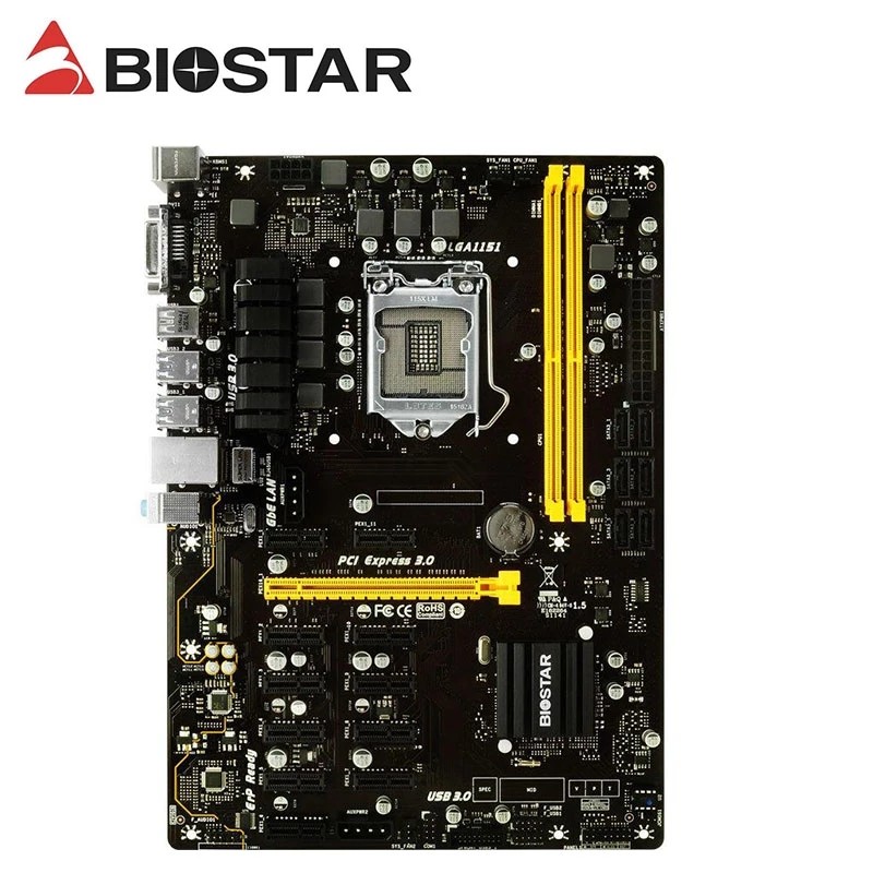 BIOSTAR TB250-BTC PRO LGA1151 Mining Motherboard 12PCIE Support 12 Video Card Refurbished Mining TB2