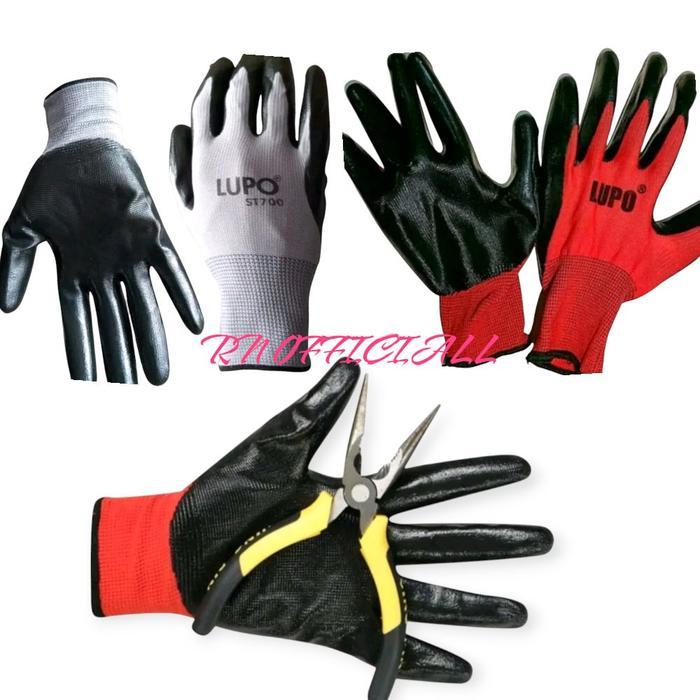 New Random 12 pasang sarung tangan Kerja lupo karet tebal sarung tangan kerja berkebun anti benda