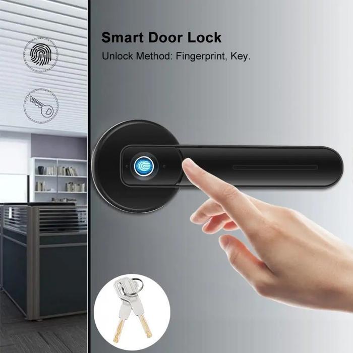 Smart Handle Keyless Door Lock Biometric Fingerprint - Gagang Pintu Elektronik dengan Sidik Jari