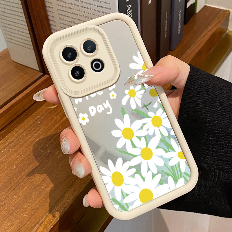 Casing Hp Untuk IQOO 13 5G Case Nice day Bunga aster Fancy Cermin 3D Painted Kesing Mirror Cesing si