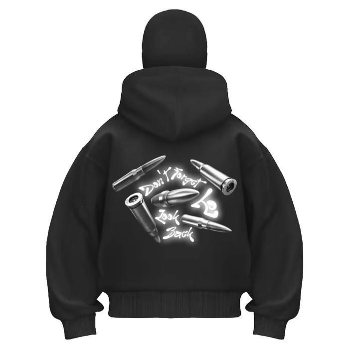 BESTPROMO Childhood Hoodie Balaclava Zipper Reflektif Sablon Nyala Frenemy Jaket Boxy Hitam Pria