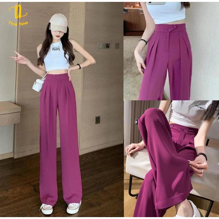 TINO CJWP-H987 PantS KULOT CELANA KANCING HW CULLOTE PantS HIGHWAIST WANITA KULOT KARET Casual Katun