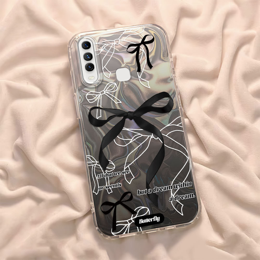 Casing Hp Untuk VIVO Y12 Y15 Y17 1902 Phone Case Cassing Riak Air Cover Cassing Pink Black Bow Pola 