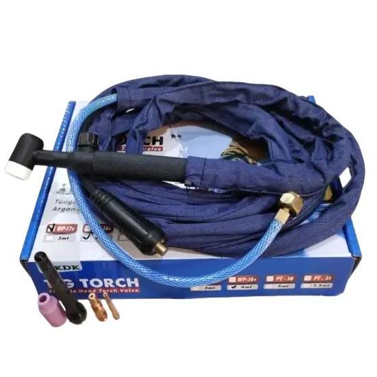 Stang Las Argon Tig Torch Set WP-26V Panjang 4 Meter Fleksibel untuk Berbagai Kebutuhan Las Anda