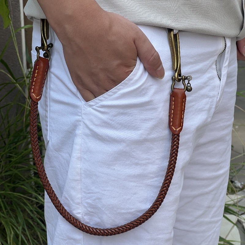 Classic Punk Style Genuine Leather Biker Keychain Jeans Chain Handmade Wallet Chain Waist Chain