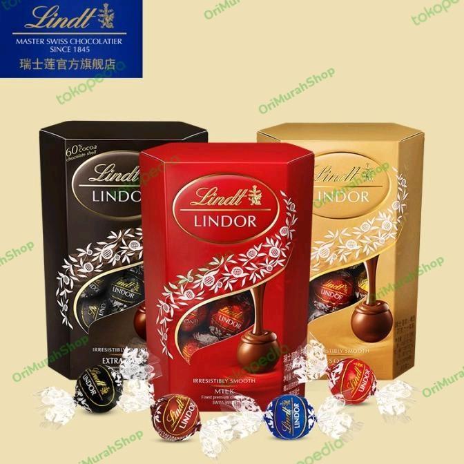 Coklat Lindt Lindor Chocolate Milk Assorted Dark Cokelat Truffle Box Cornet Premium Swiss Import
