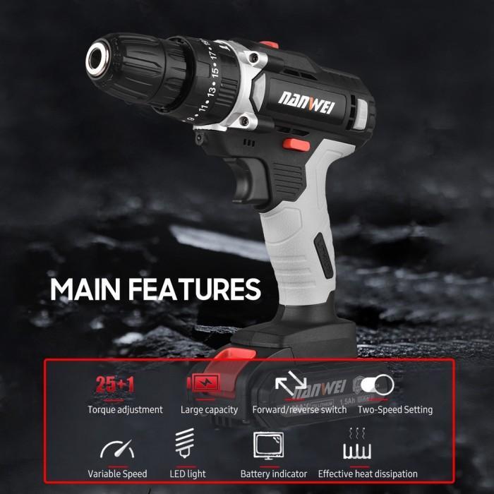 Bor Baterai / Bor Tanpa Kabel / Bor Listrik 98Vf - Bor Listrik Set - Bor Tangan Listrik - Bor