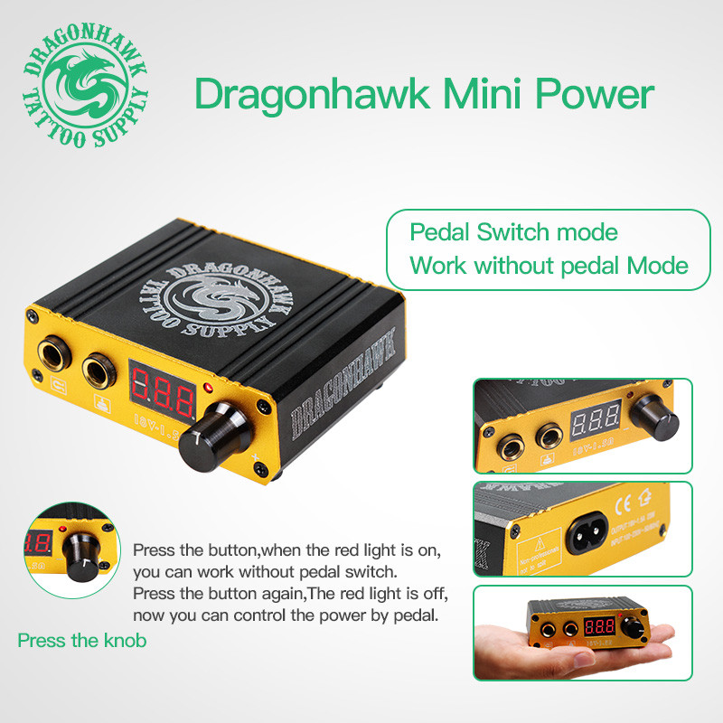 Dragonhawk Top Quality Mini Tattoo Power Box  LCD For Tattoo Machine Tattoo Power Supply