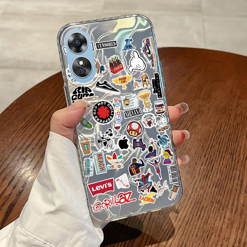 Casing Hp OPPO A17 OPPO A17K Case Casing Pola Kreatif HP Kasing Kasus ponsel transparan mewah Siliko