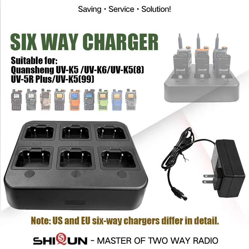 Quansheng Uv-K6 Six Way Charger Uv-5R Plus Battery Radio Rapid Charging Base For Uv-K5(99 Uv-K5