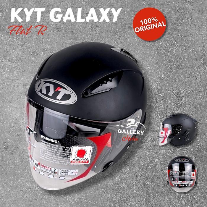 Helm Kyt Galaxy Solid Kyt Galaxy Flat Visor R Hitam Doff / Helm Motor Double Visor - Motorcycle