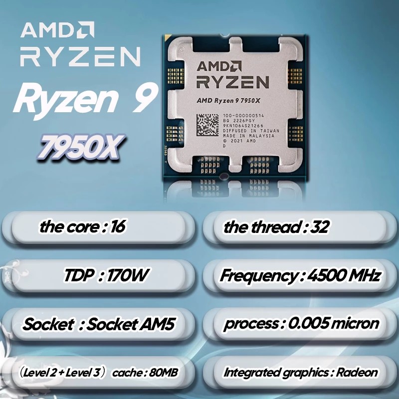 AMD Ryzen 9 7950X R9 7950X CPU + GA B650M DS3H Motherboard + Kingston FURY Beast DDR5 32G (16G*2) 56