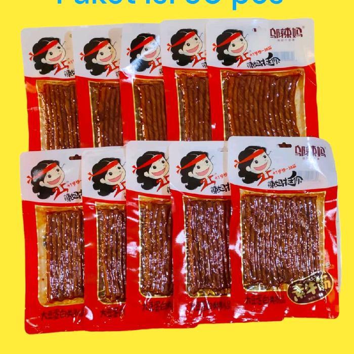 08pg- Paket 10 Pcs Makanan Ringan Snack Pedas Latiau Tendon Bahan Kulit Tofu