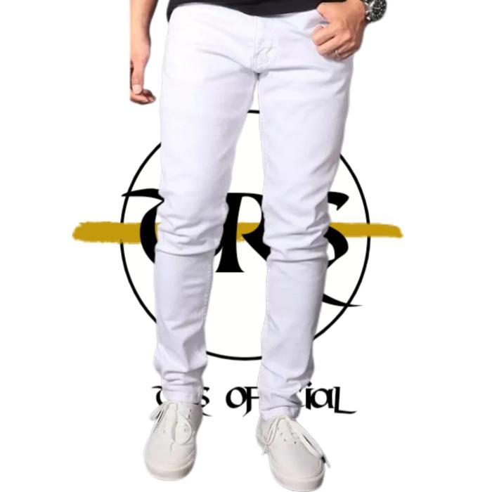 hez3- Celana Jeans Putih Pria Jumbo Ukuran 28-46 Celana Jeans Putih Slimfit