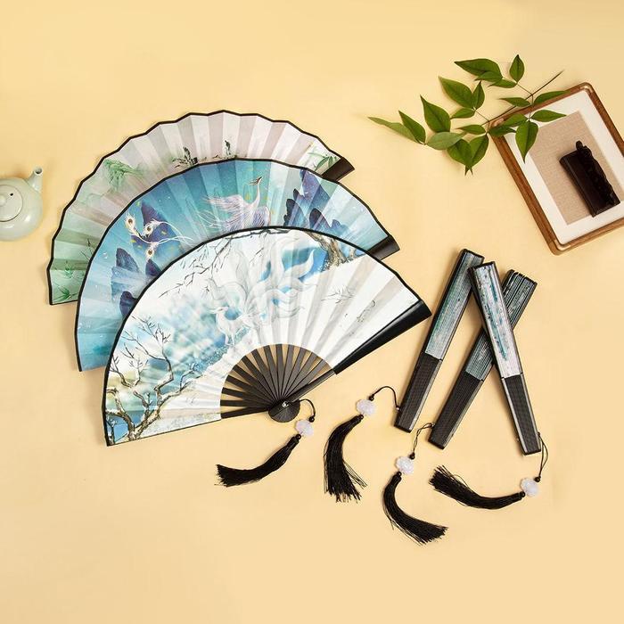 Promo Kipas Lipat Cina/Kipas Lipat Gaya Kuno Cina/Kipas Lipat Sutra Cina Original