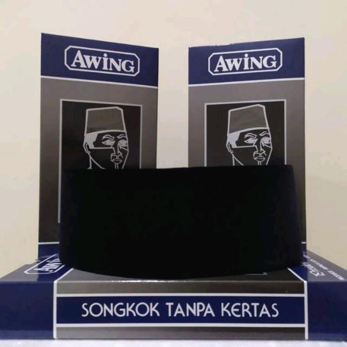 Songkok Hitam AWING AC Tinggi 8,9,10,11,12 Original Tanpa Kertas Kwalitas Export Peci Muslim Kopiah