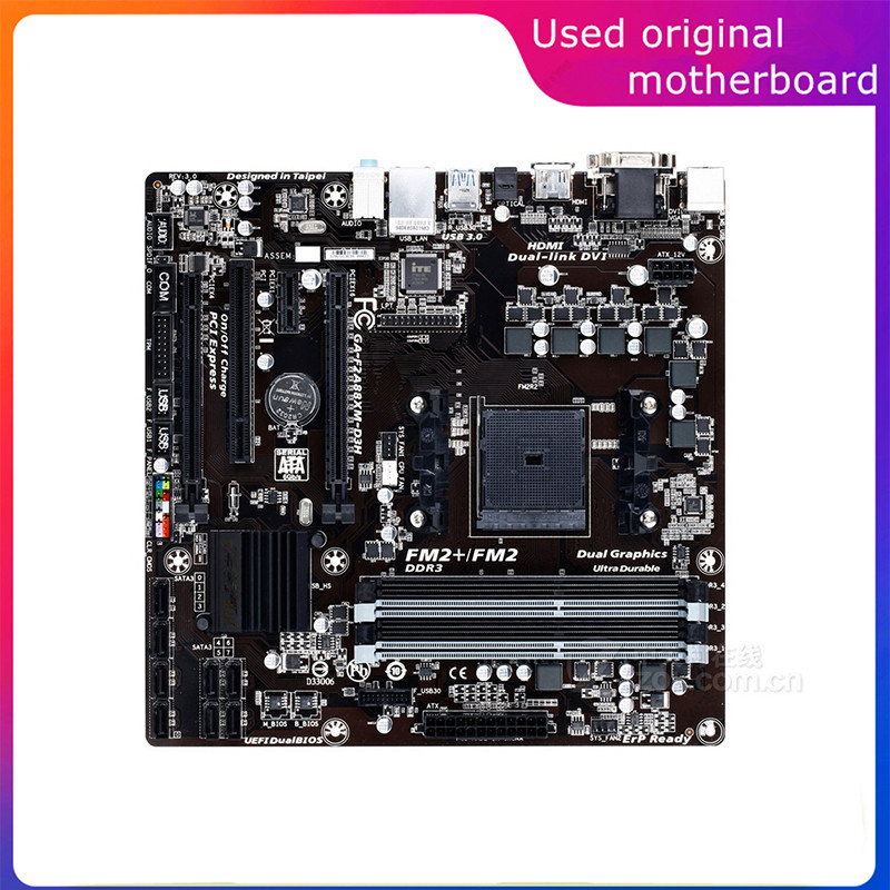 Used FM2+ FM2 For AMD A88X GA-F2A88XM-D3H F2A88XM-D3H Computer USB3.0 SATA3 Motherboard FM2b DDR3 De