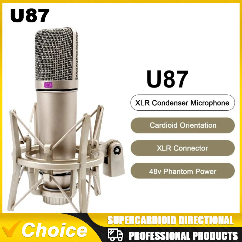 U87 Xlr Condenser Microphone Professional Cardioid Studio Mic For Recording Podcasting Voice Over