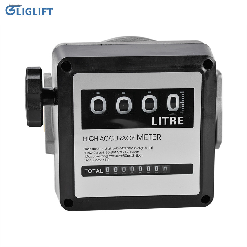 BELI SEKARANG FM-120 4 Digital Gasoline Fuel Petrol Oil Flow Meter 20-120L/Min for Diesel Fuel Oil F