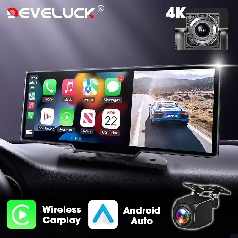 10.26'' 4K Dash Cam Car Dvr Android Auto Carplay Display Screen Smart Car System Video Recorder