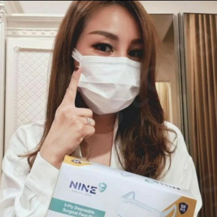 Nine Masker Surgical Face Mask 3 Ply Model Tali Lebar Isi 50Pcs Terlaris