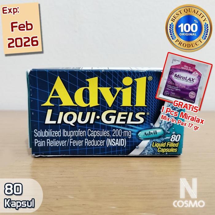 Ready Advil Liqui Gels Ibuprofen 200 Mg 80 Liquid Gel Capsules Pereda Nyeri Dan Demam Advil Liquid