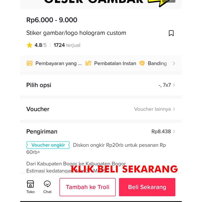 New Stiker gambar/logo hologram custom