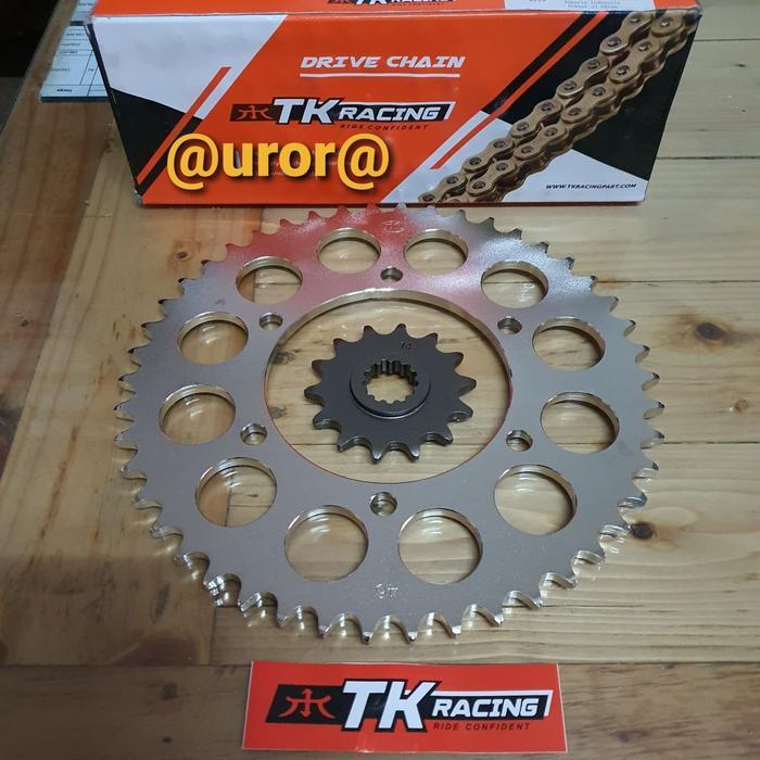 Populer Gear Set Tk 520 Ninja 250 Karbu / Ninja 250 Fi / Ninja Z 250 & Rantai Tk 520 Hs Gold