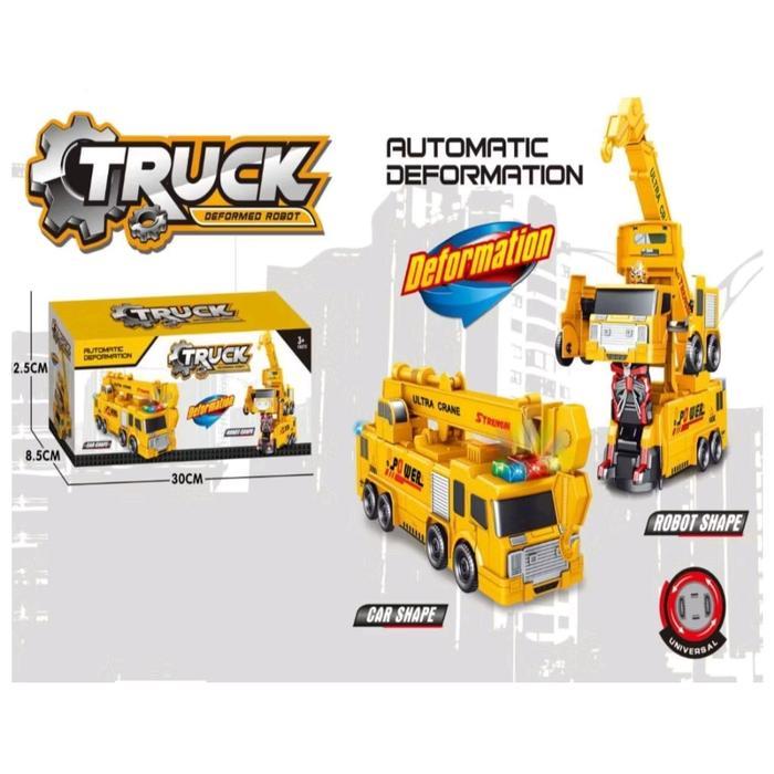 Mainan Anak Truk Transformer Robot Lampu Musik