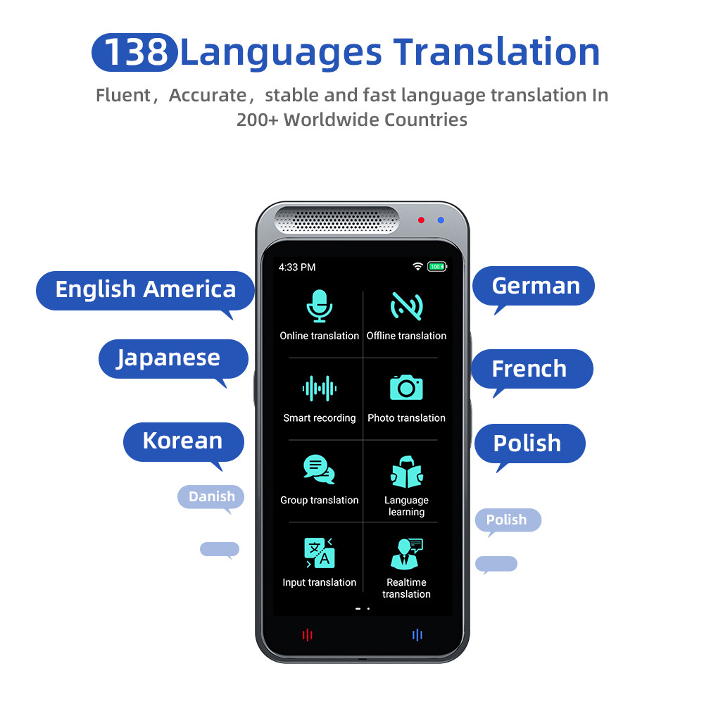 Z6 Portable Audio Translator 138 Language Smart Translator Offline In Real Time Voice AI Voice Photo