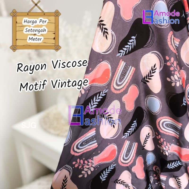 Kain Rayon Viscose Motif Vintage