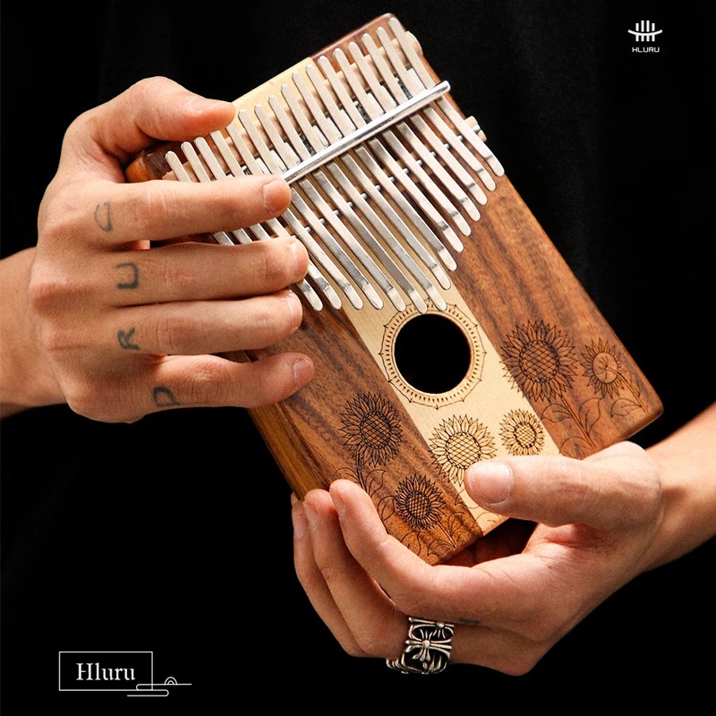 Hluru Music Instrument Kalimba 17 Key Professional Thumb Piano Solid Wood Veneer Kalimba Finger