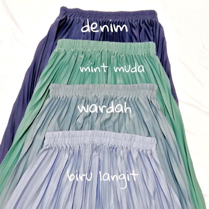 Jaminkwalitasnya- Rok Plisket Dewasapremium Bawahan Wanita Maxi Skirt Hitam Full Karet Fashion