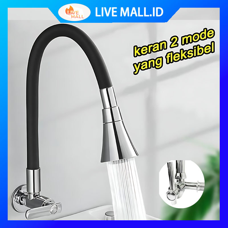 Kran Angsa Serbaguna Cuci Piring Dapur Fleksibel Multi Fungsi Tembok + Kran Kamar Mandi 2Mode