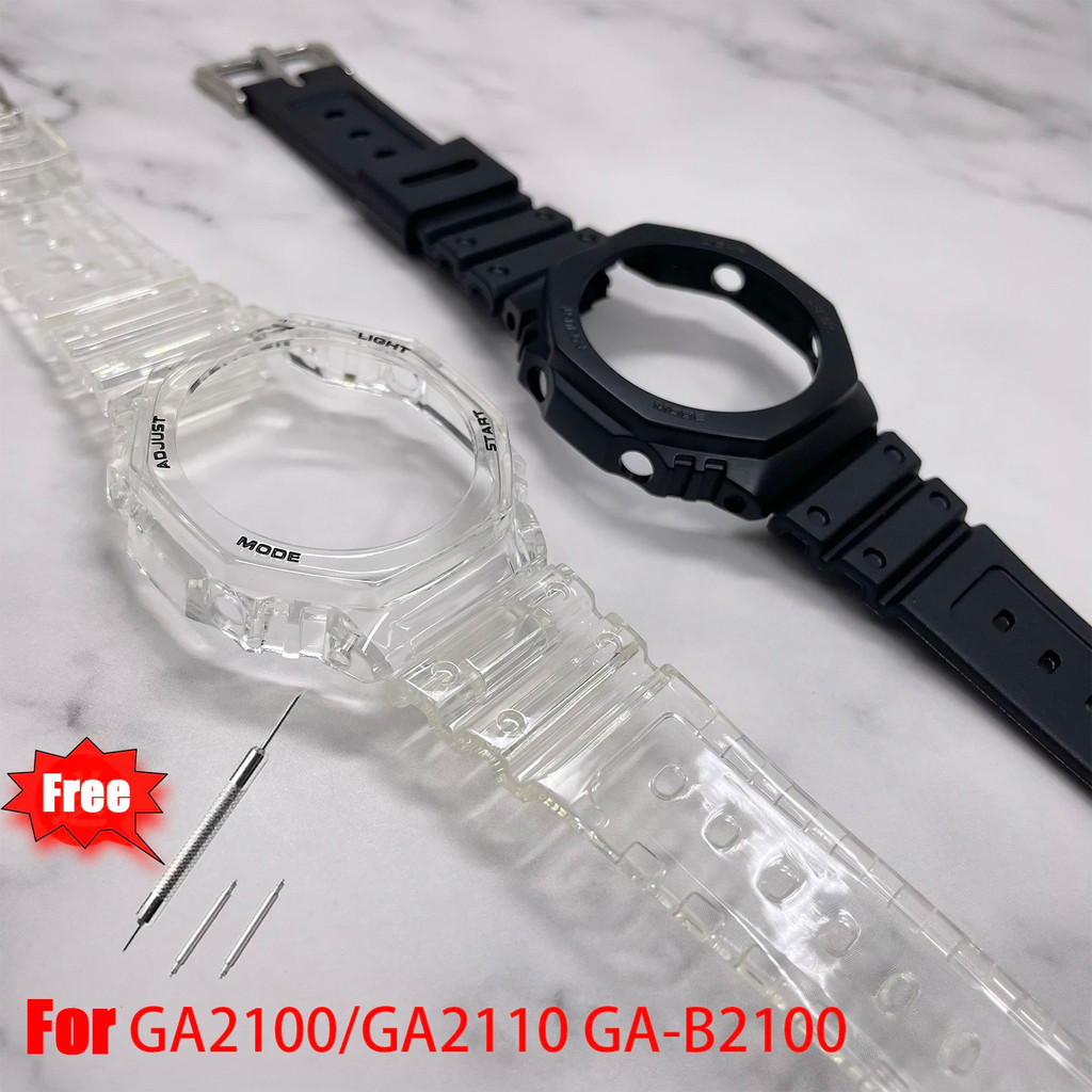 Watch Accessories For Ga-2100 Rubber Replace Strap Bezel Case Ga2100 Ga2110 Ga-B2100 Resin Watchband