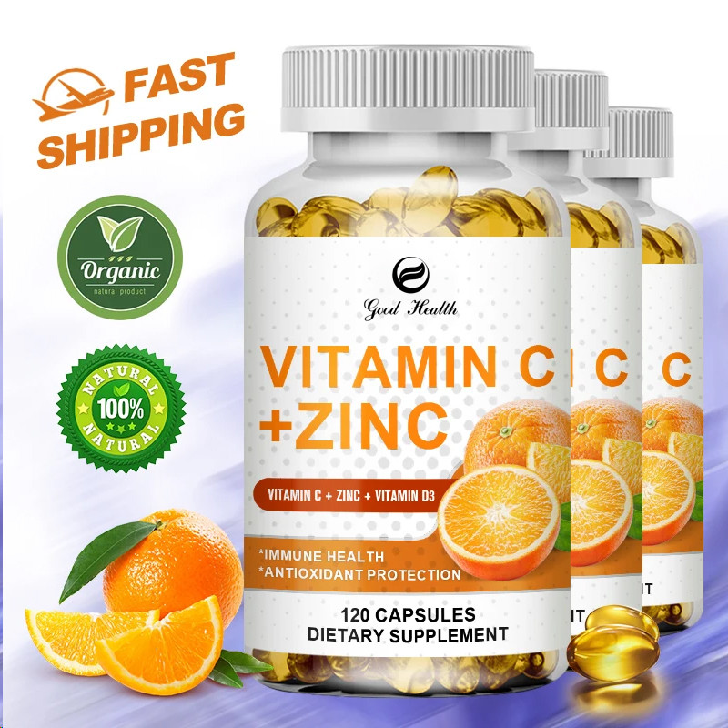Vitamin C + Zinc Capsules - 2000 Mg Vitamin C With Zinc 40 Mg D3 5000 Iu, Joint Support, Immune