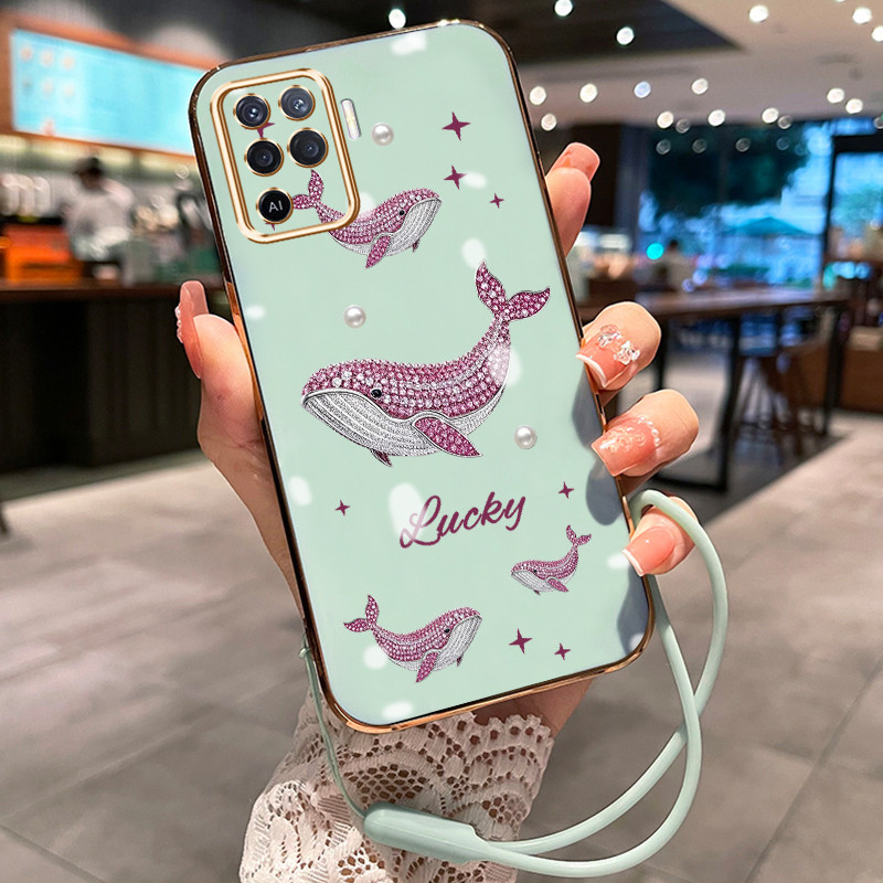 Casing Hp Untuk OPPO A94 F19 Pro Reno 5F Reno 5 Lite Case Casing HP pola paus Kesing Cesing tali ber