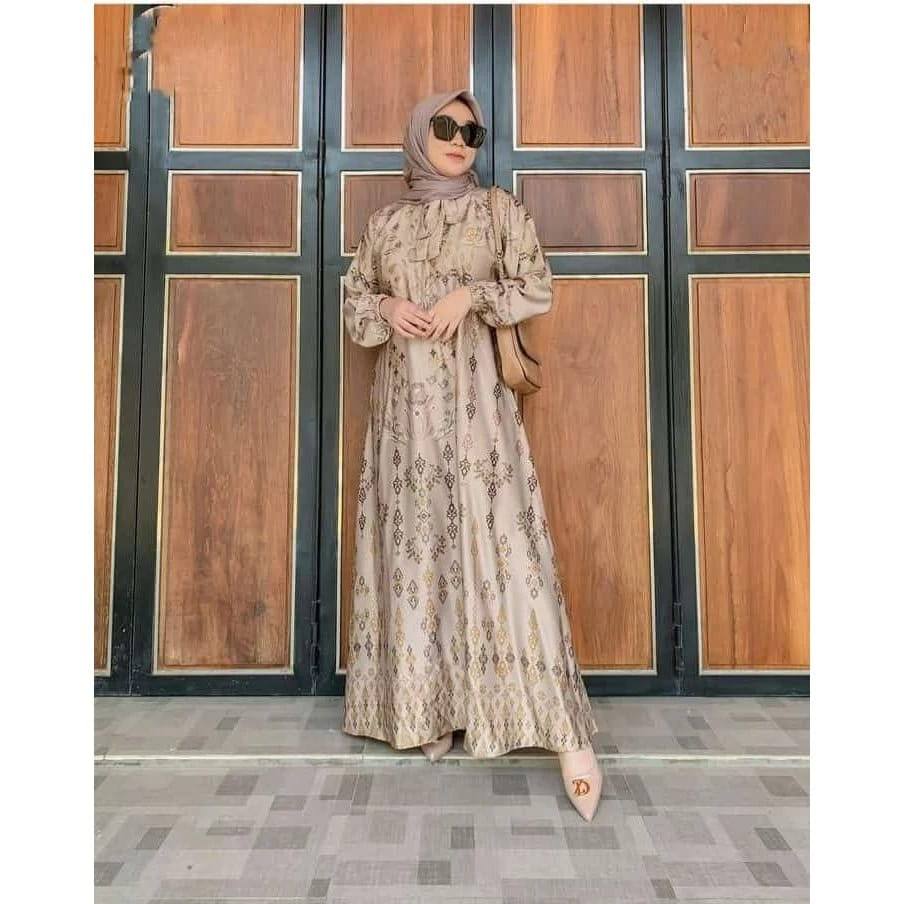Gamis Maxmara Wanita Kekinian/ Dress Wanita Maxmara Lux Premium Motif Bunga Terbaru