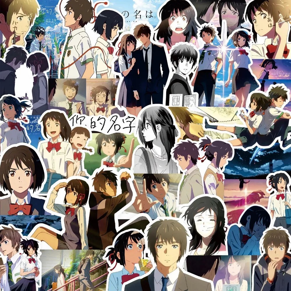 10/70Pcs Anime Makoto Shinkai Stickers Tachibana Taki Miyamizu Mitsuha Decorative Guitar Handbook