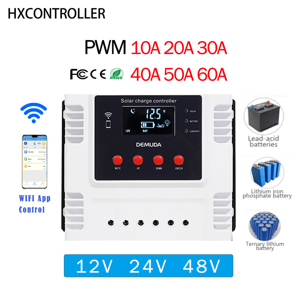 BELI SEKARANG WIFI 12V 24V 48V PWM Solar Panel Charge Controller 20A 40A 60A Solar Charge Controller