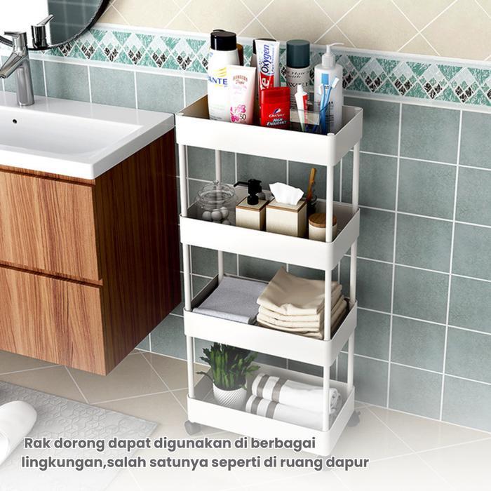 Ikea Home - Rak Susun Serbaguna 4 Tingkat Bahan Plastik Dengan Roda Rak Kamar Mandi Bahan Plastik