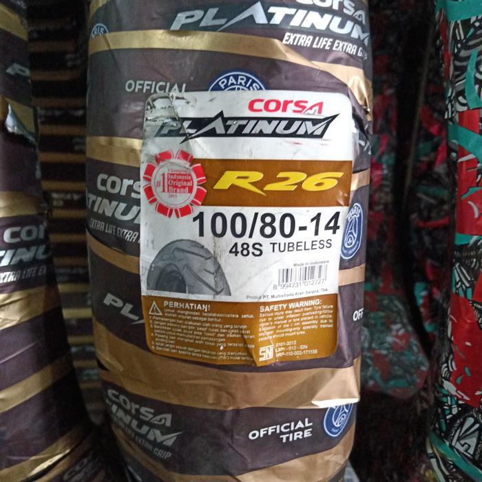 Ban Luar Motor Matic 14 Corsa Platinum 100/80-14 R 26 Tubeless
