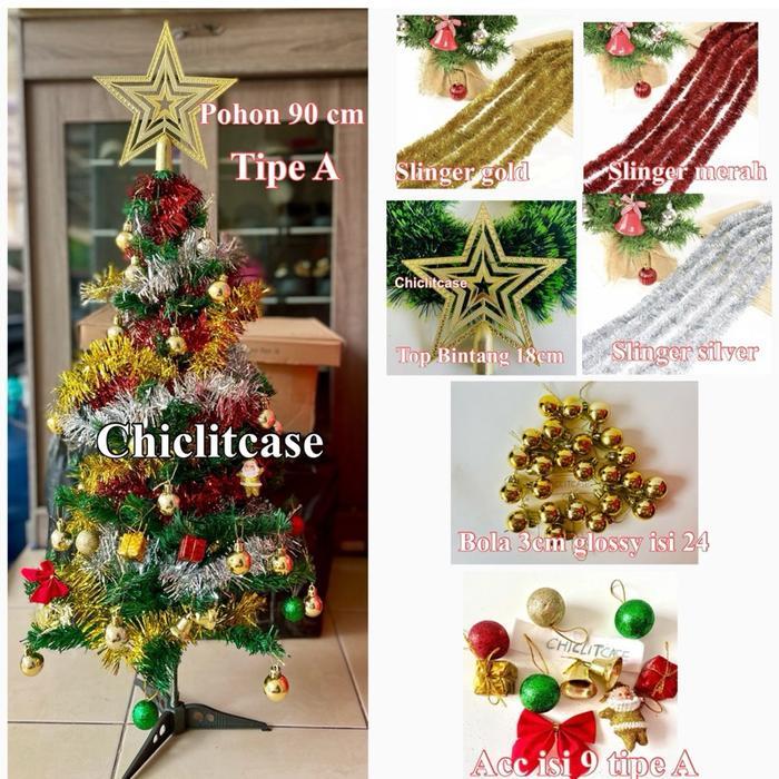 Carre_ Pohon Natal 60Cm 90Cm / Paket Pohon Natal 60Cm Dekorasi /Set Pohon Natal 90Cm Aksess