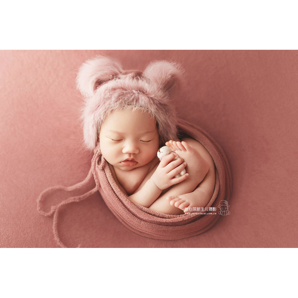 2 pcs Baby Photography Props Newborn Photography Hat + Bear Doll Newborn Hat Photography Accessories