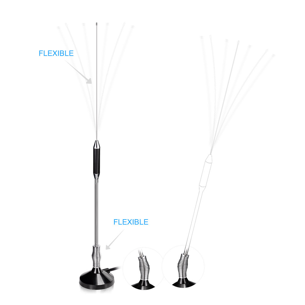 Superbat Cb Radio 27Mhz Pl259 & Bnc Cb Truck Antenna Kit Magnetic Base Compatible With Galaxy Uniden