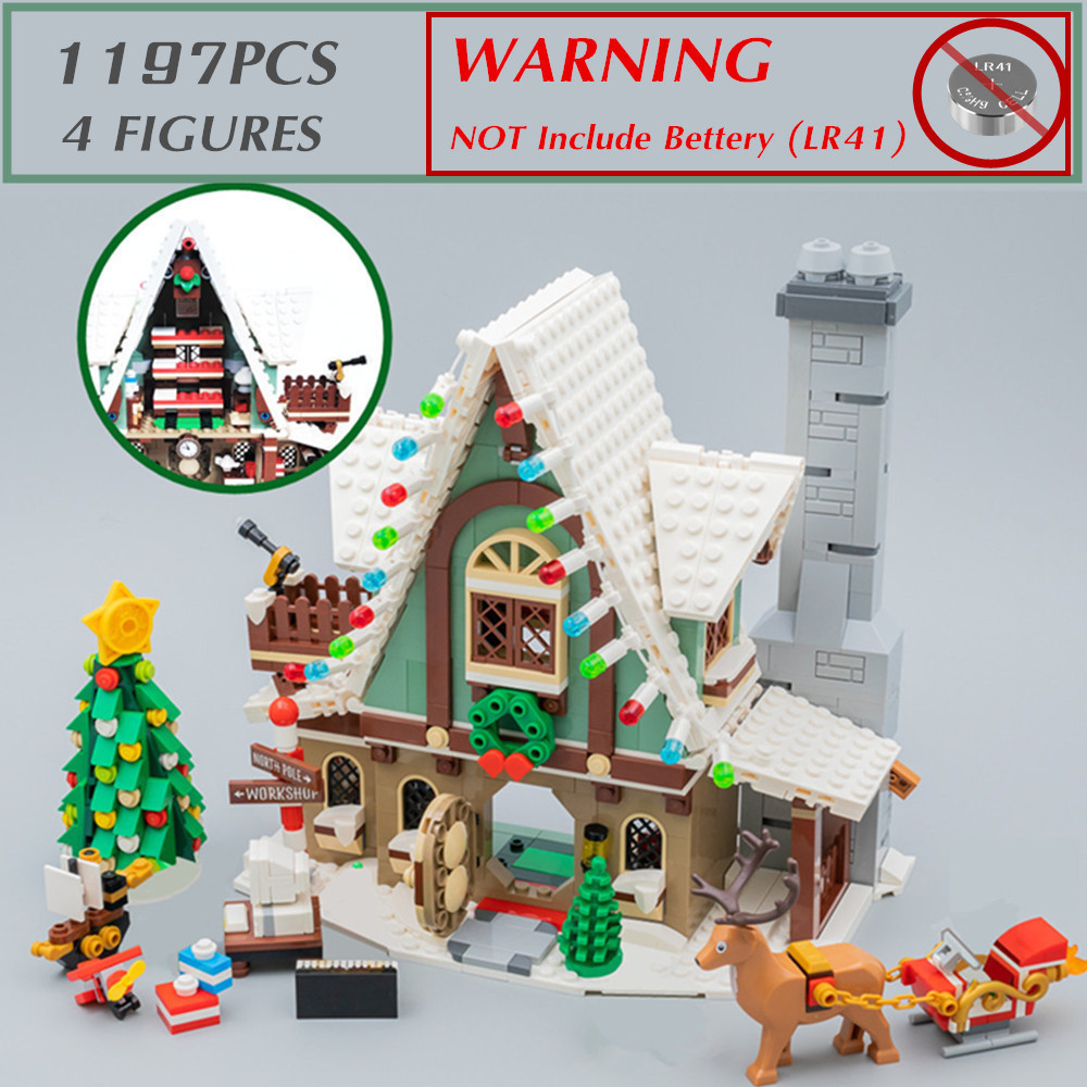 Christmas Winter Village Tree Elf Clubs Gingerbread House Santa Claus Fit-MOC-10275 Friends Building