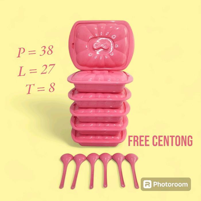 Prasmanan Jumbo Kotak / Segi Free Centong Makan Set Peralatan Makan Kitchenware Piring Saji 1 Set