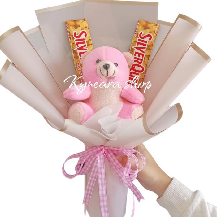 Buket Beruang Coklat Silverqueen dan Kotak Coklat Lezat untuk Kado Valentine - Chocolate, Snack,