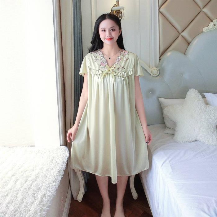 Santaibju- [ Racun Lingerie ] Daster Rumahan Lengan Pendek Baju Tidur Lingerie Wanita Dewasa Jumbo